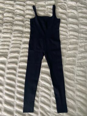 Beautiful  Black  Sleek Stretchable Ribbed Square-Neck Jumpsuit. Barely worn!